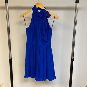 Express Royal Blue Tie-Neck Dress